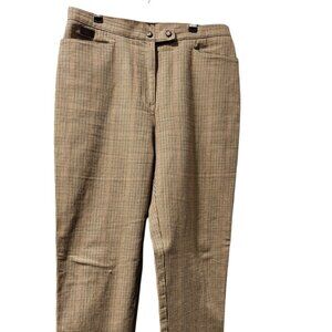 Ralph Lauren Houndstooth Trousers Pants Brown Tan Classic Preppy Wool Blend Sz M